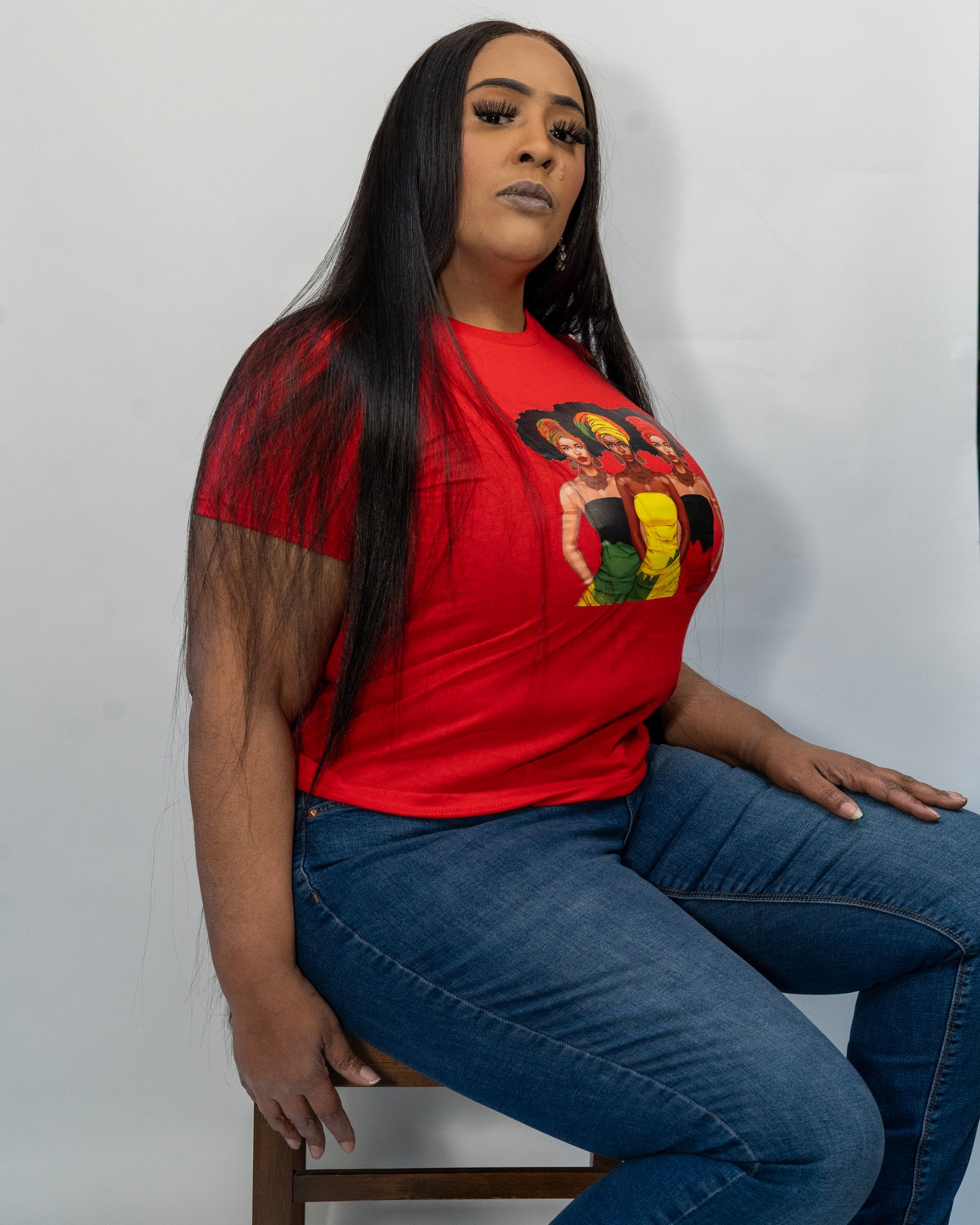 Three Empress Tee – Red Edition. Style meets soul.